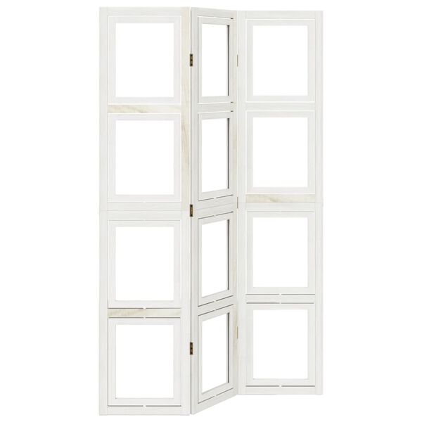 vidaXL Room Divider 3 Panels White Solid Wood Paulownia