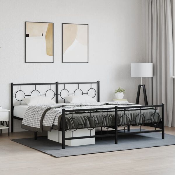 vidaXL Bed Frame Black Steel Super King Bed Frame Rectangular