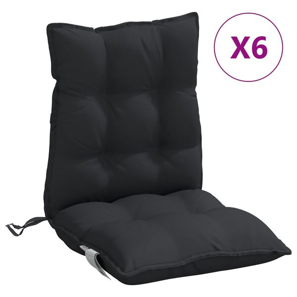 vidaXL Lowback Chair Cushion Set of 6 Black Oxford fabric (100% polyester)