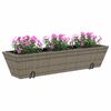 vidaXL Planter Grey PE Rattan Large Hooks Planter Trapezoidal