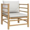 vidaXL Garden Lounge Set Natural bamboo, Light grey cushions