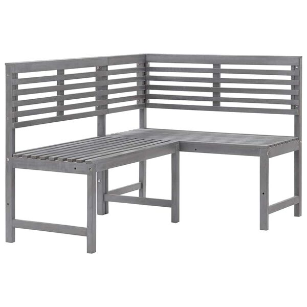 vidaXL Corner Bench Gray Solid acacia wood with a gray wash finish Medium