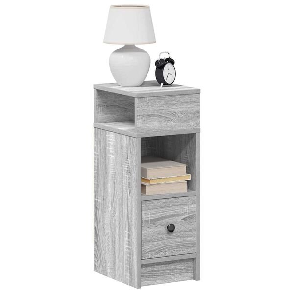 vidaXL Bedside Cabinet Gray sonoma Engineered wood Compact
