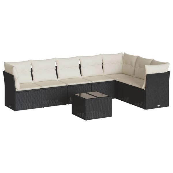 vidaXL Garden Sofa Set Black PE Rattan Large Modular Garden Sofa Set
