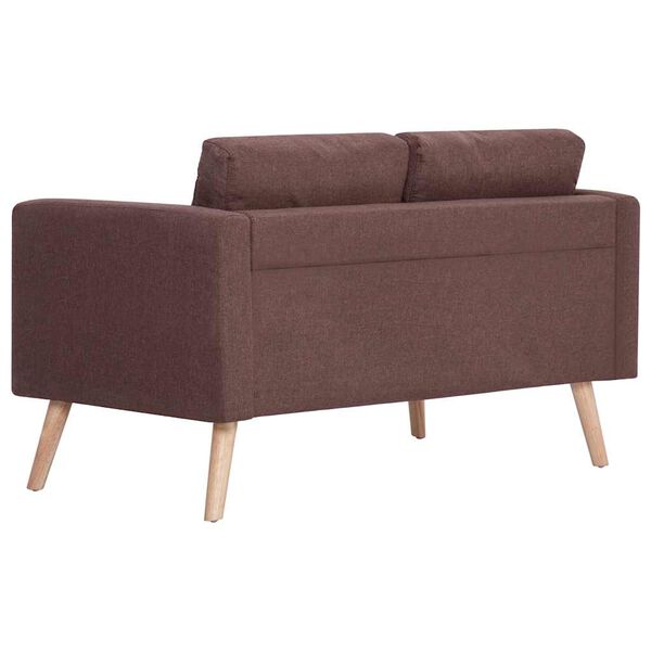 vidaXL Sofa Brown Polyester, Wood 2-seater Removable Covers Sofa