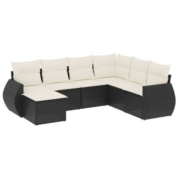 vidaXL Garden Sofa Set Black, Cream White