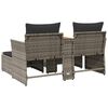 vidaXL Garden Sofa Grey PE rattan 2-Seater Adjustable Feet Garden Sofa