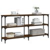 vidaXL Console Table Brown Oak Engineered Wood, Metal Narrow Large