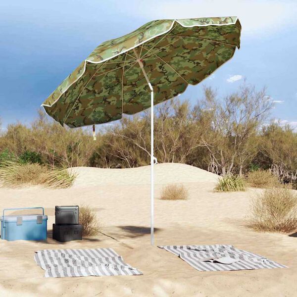 vidaXL Beach Parasol Green 263 x 263 x 272 cm Polyester and Metal