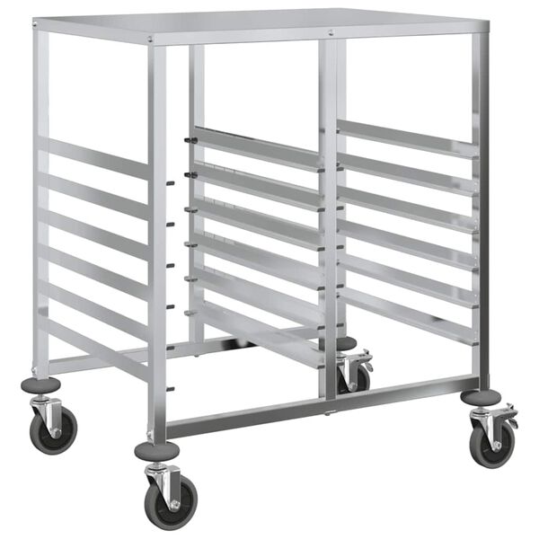 vidaXL Tray Trolley with 12 GN Containers 29.5x21.7x34.3" Stainless Steel
