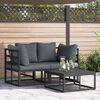 vidaXL Garden Sofa Set with Cushion 3 pcs Black Aluminium