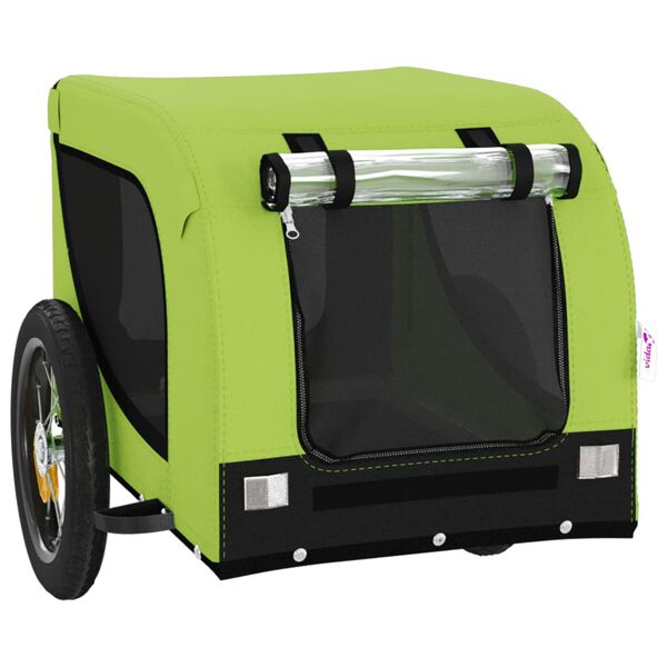 vidaXL Pet Bike Trailer Green and Black Oxford Fabric, Iron, PVC