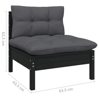 vidaXL 12 Piece Patio Lounge Set with Cushions Black Pinewood