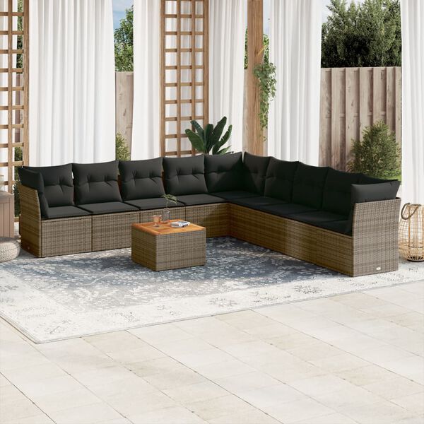 vidaXL Garden Sofa Set Grey PE Rattan Large Modular Garden Sofa Set