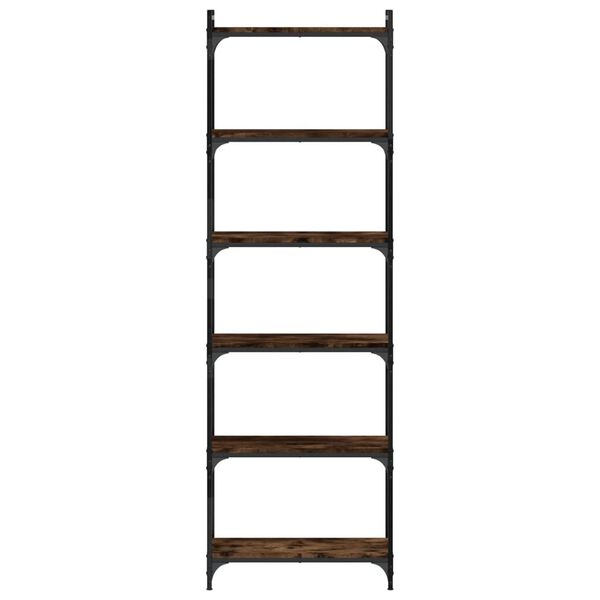 vidaXL Bookcase Smoked Oak Engineered Wood, Metal 23.6 x 11.8 x 74.0 in