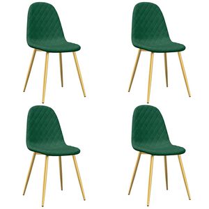 vidaXL Dining Chairs 4 pcs Dark Green Velvet