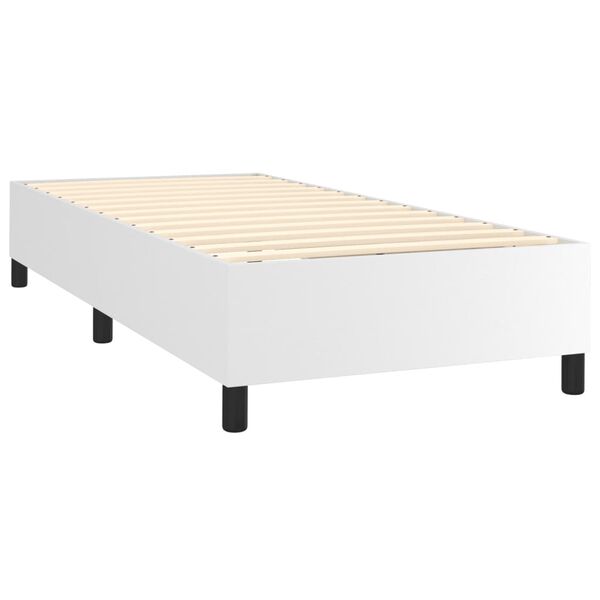vidaXL Box Spring Bed with Mattress White 39.4"x74.8" Twin Faux Leather