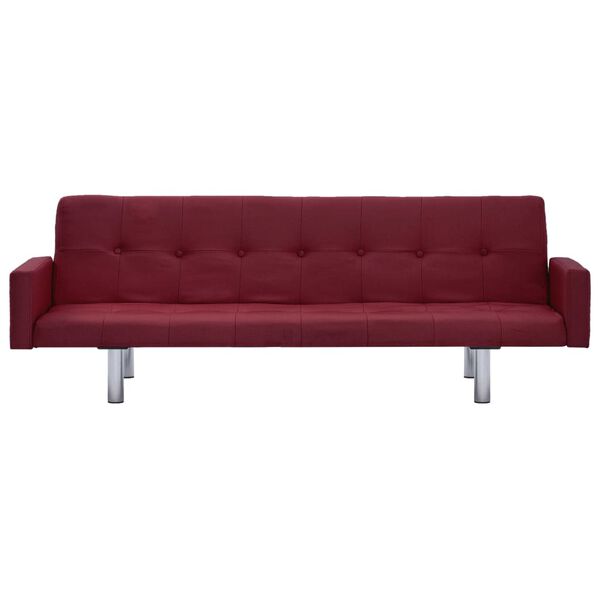 vidaXL Sofa Bed with Armrest Wine Red Fabric