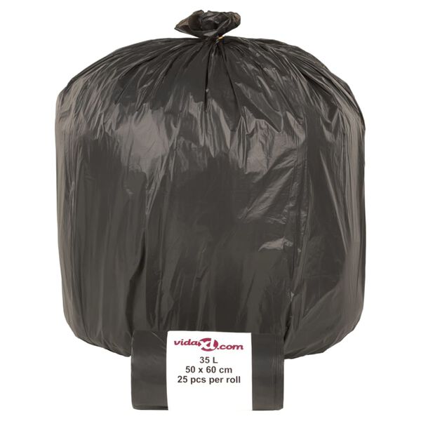 vidaXL Bin Bags 250 pcs Black 9.2 gal