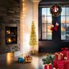 vidaXL Artificial Half Christmas Tree Gold PVC, Steel Slim, Space-Saving
