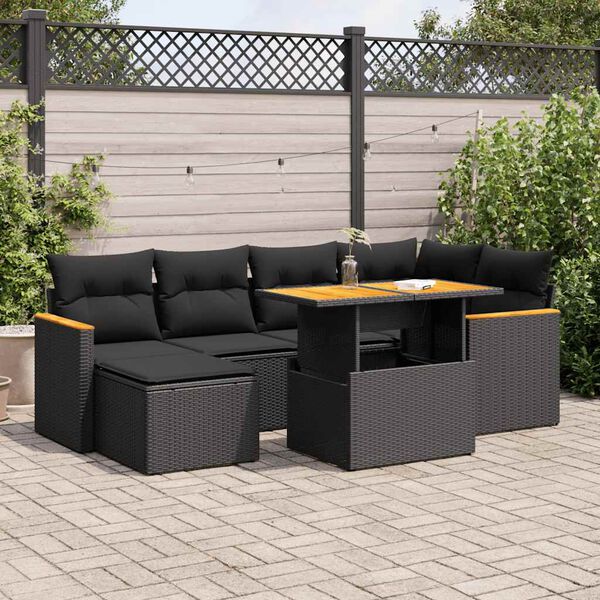 vidaXL Garden Sofa Set Black