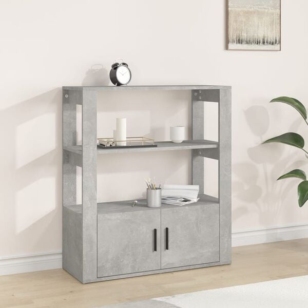 vidaXL Sideboard Concrete grey Engineered wood 31.5x11.8x35.4 in