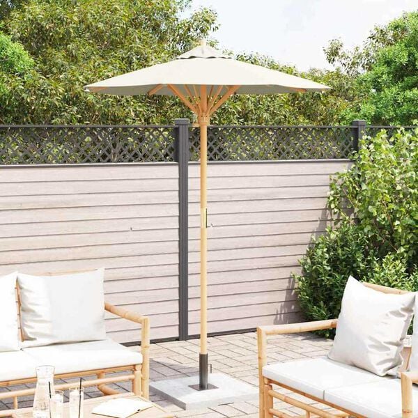 vidaXL Garden Parasol Cream white 150 x 150 x 210 cm bamboo