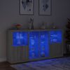 vidaXL Sideboard with LED Lights Gray Sonoma 79.5"x14.6"x39.4"