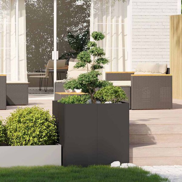 vidaXL Planter Black Cold-rolled steel Large Durable Planter Square