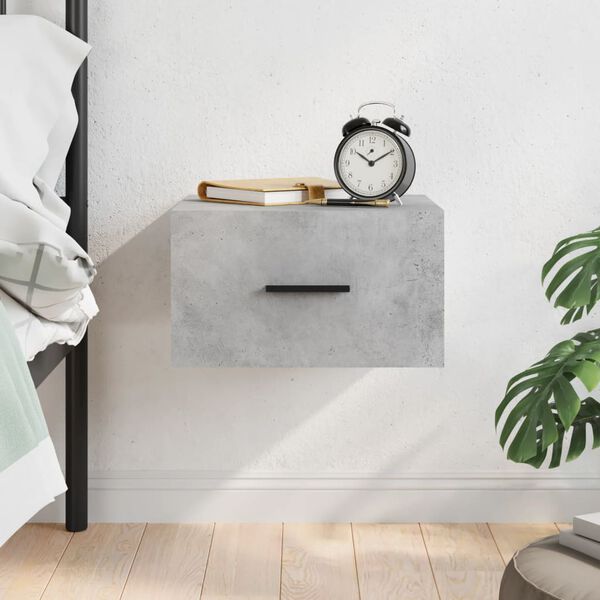 vidaXL Wall-Mounted Bedside Cabinet Concrete Grey Engineered Wood