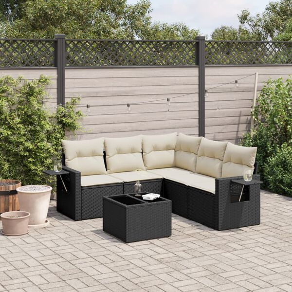 vidaXL Garden Sofa Set Black PE rattan Large Foldable Garden Sofa Set