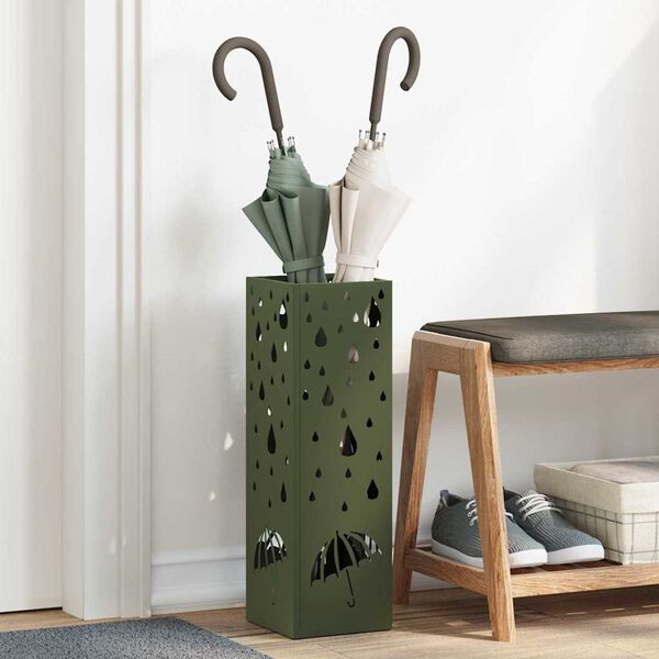 vidaXL Umbrella Stand Olive 15.5 x 15.5 x 49 cm Metal