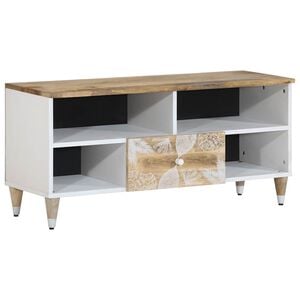 vidaXL TV Cabinet Mango natural with white paint Solid mango wood