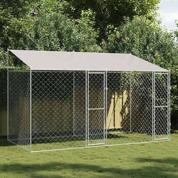 vidaXL Dog Cage Silver 400 x 200 x 256 cm Galvanised Steel