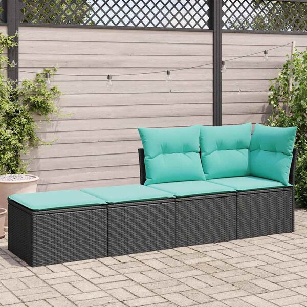 vidaXL Garden Sofa Set Black PE rattan, powder-coated steel Medium