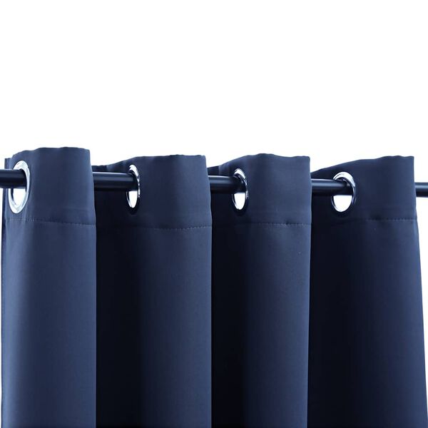 vidaXL Blackout Curtains with Metal Rings 2 pcs Blue 55.1x96.5"