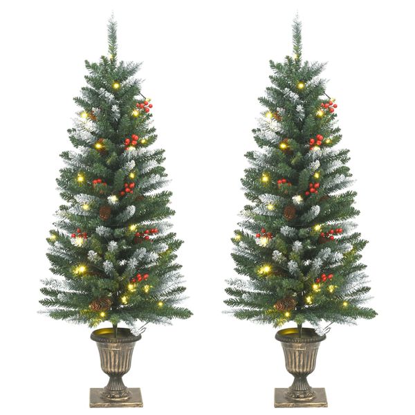 vidaXL Artificial Christmas Tree Green and White PVC, Metal 47.2 in