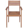 vidaXL Stackable Chair Set of 6 Teak Solid Teak Wood Medium Stackable