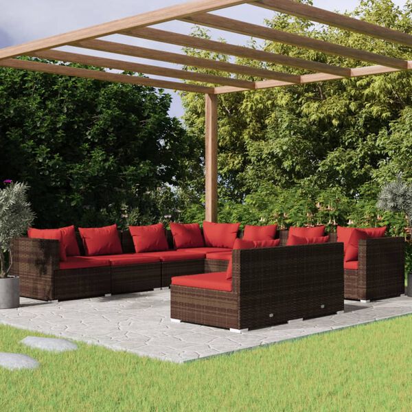 vidaXL Garden Lounge Set Brown,Cinnamon red