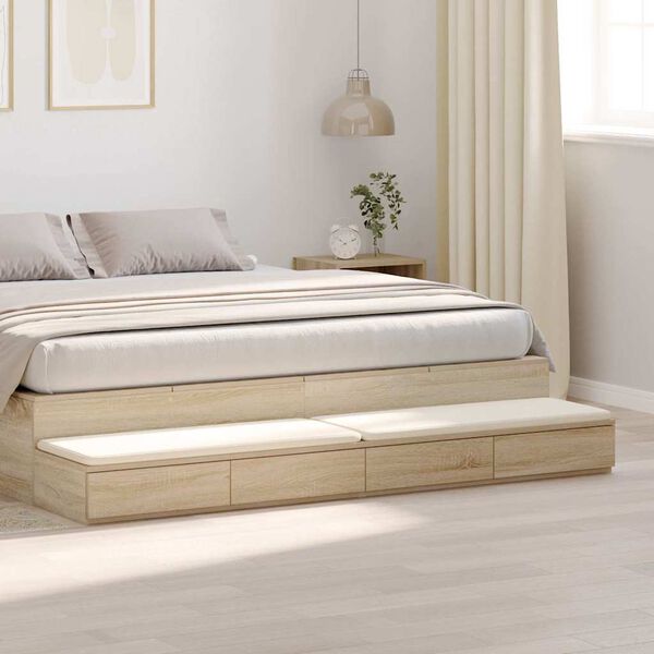 vidaXL Bed Drawers Sonoma Oak 70.87 x 14.37 x 6.50 in Engineered Wood