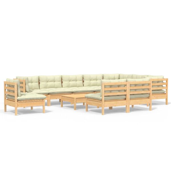 vidaXL Garden Lounge Set Cream Solid pinewood, 100% polyester Small