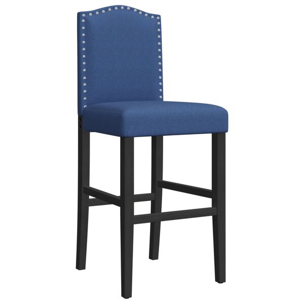 vidaXL Bar Chair Blue and Black Solid rubberwood, fabric (100% polyester)