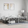 vidaXL Bed Frame White Powder-Coated Steel Double Durable Bed Frame