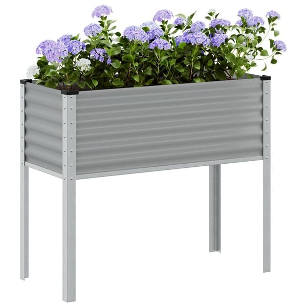 vidaXL Garden Planter Grey Steel Large Durable Garden Planter