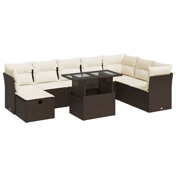 vidaXL Garden Sofa Set Brown PE Rattan Large Modular Garden Sofa Set