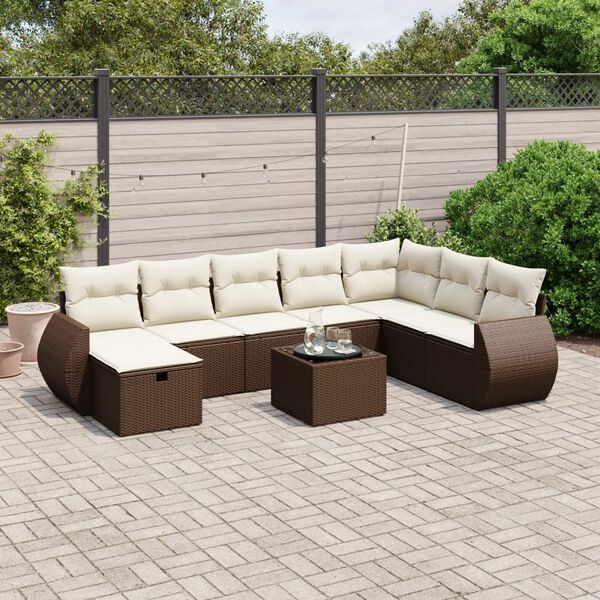 vidaXL Garden Sofa Set Brown Poly Rattan Large Modular Garden Sofa Set