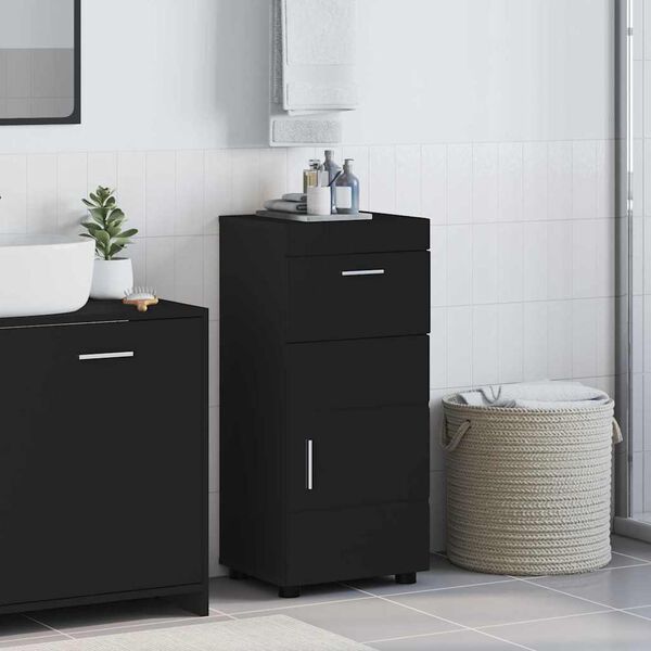 vidaXL Bathroom Cabinet Set TULUM Black 14.57 x 12.40 x 32.28 in