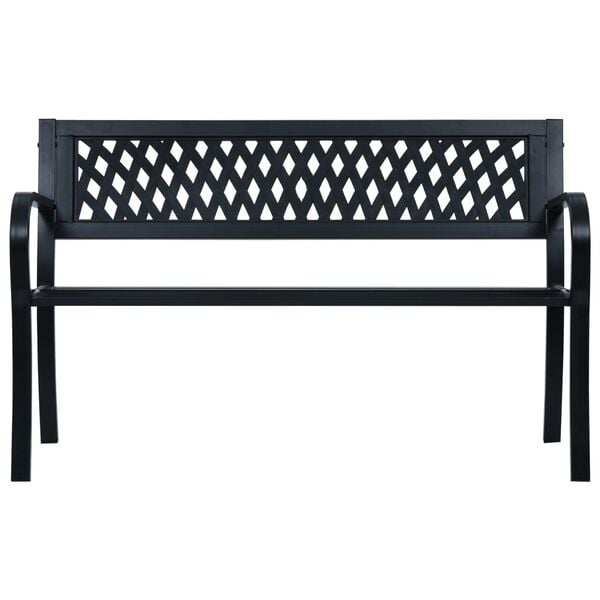vidaXL Garden Bench Black Steel Standard Durable Garden Bench