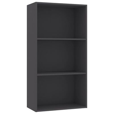 vidaXL 3-Tier Book Cabinet Gray 23.6"x11.8"x44.9" Engineered Wood