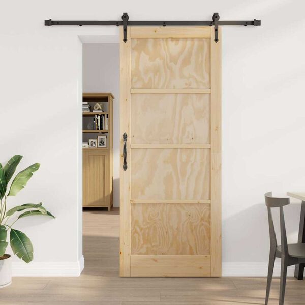 vidaXL Sliding Door ORKDAL Brown 33.86 x 83.07 in Solid Pine Wood
